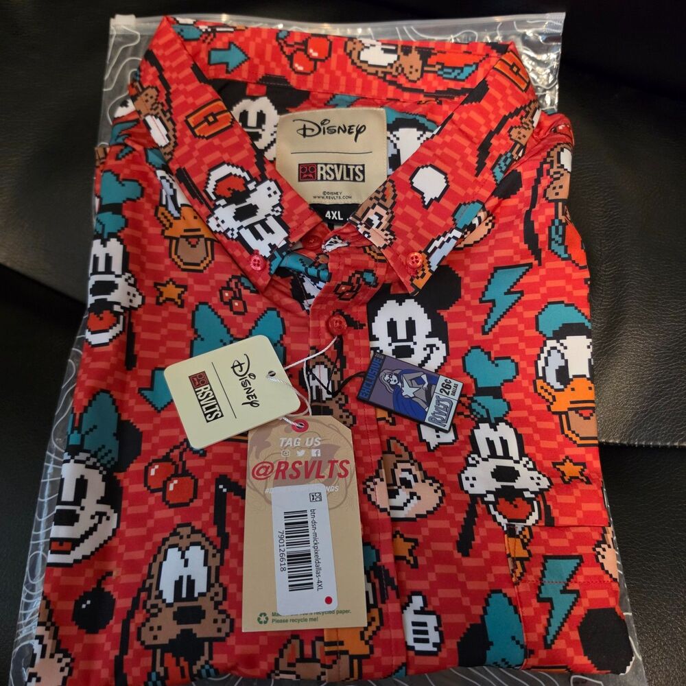 RSVLTS 4XL Mens Disney Pixel Mickey (Watermelon) Fan Expo Dallas Exclusive NWT